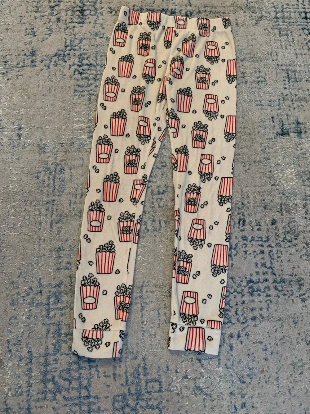 Cat & Jack White Kids Pajama Bottoms with Pink Popcorn Print